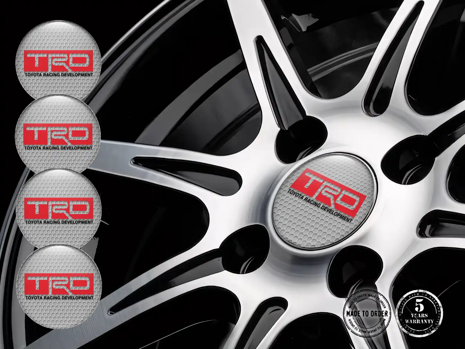 Toyota TRD Pegatinas de Aro Variante Estilo Etiqueta Bombada